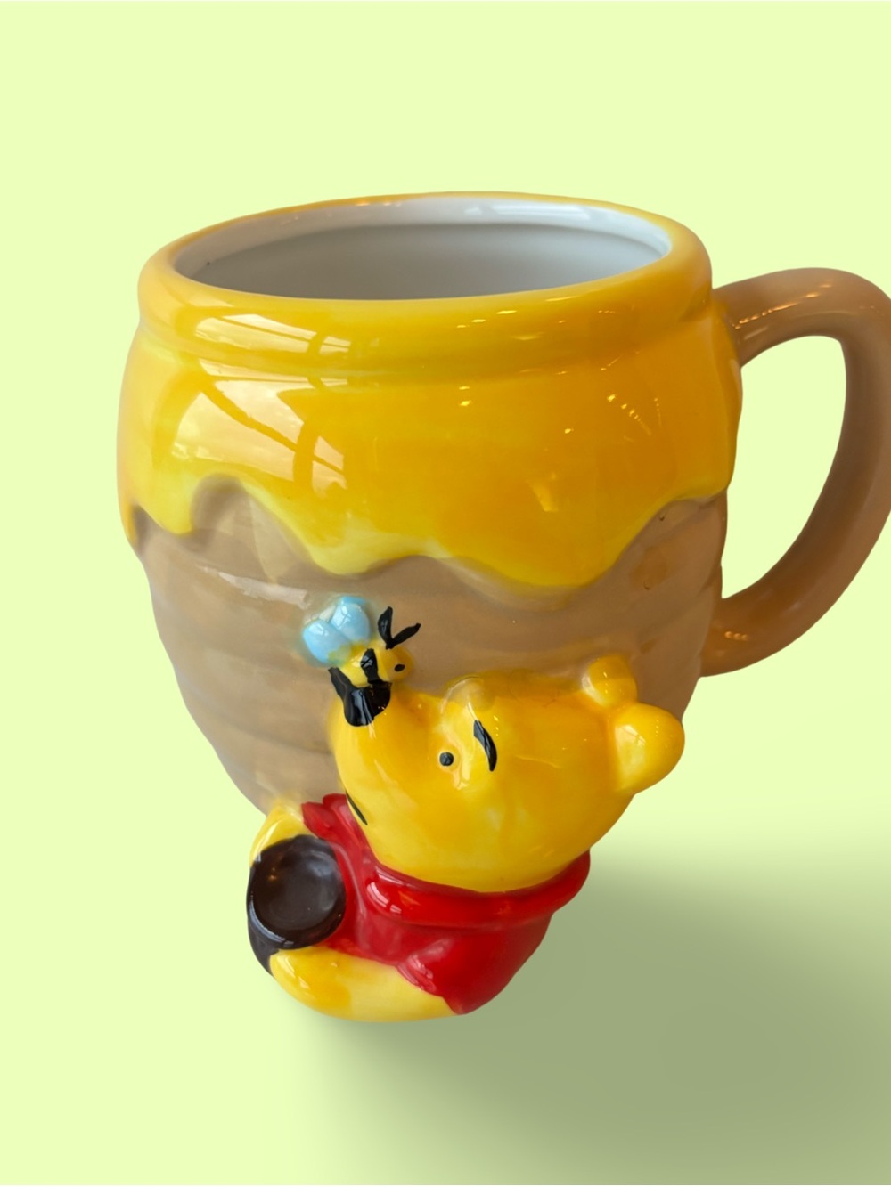 Disney Winnie the Pooh Honey Pot Ceramic Mug - Yellow Red White